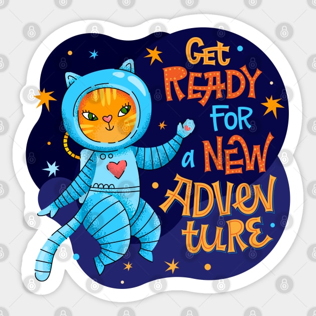 get ready for a new adventure Sticker by Mako Design 